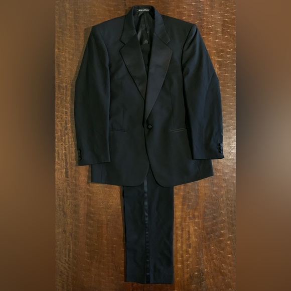 VTG Pierre Balmain Men’s Size 41R Blazer & 36x30.5 Pants 2pc Black Formal Suit - Picture 13 of 13